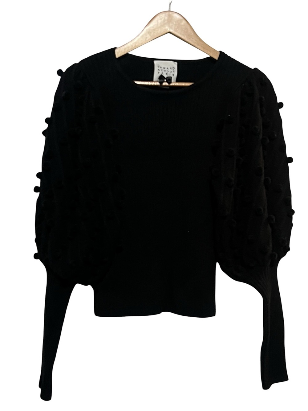 Edward Achour Paris Pom Pom Ribbed Sweater Size 40 US 10
